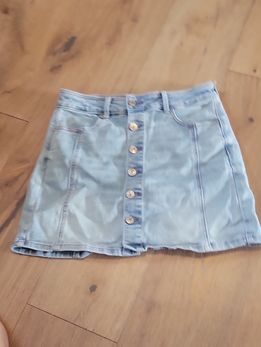 American Eagle Light Blue Denim Button-Front Mini Skirt Size 4